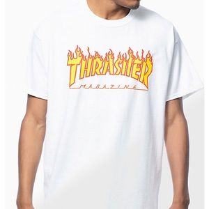 MENS FLAME THRASHER SHIRT WHITE SIZE M